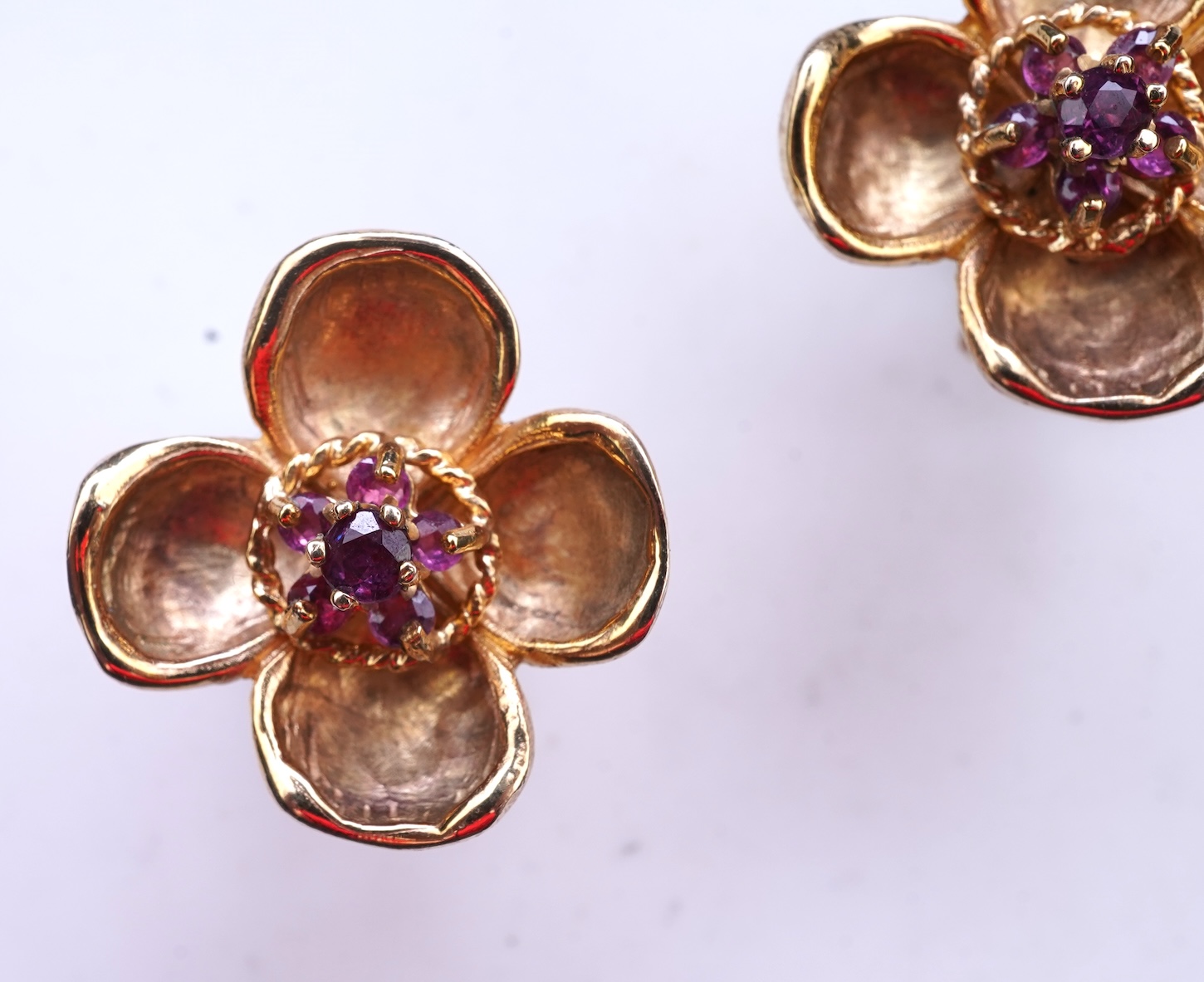 A pair of garnet earrings